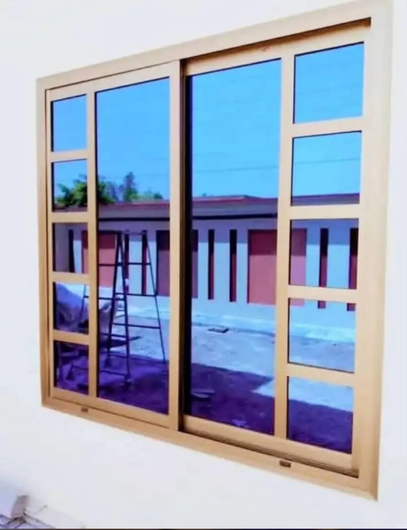 Aluminium window with gold frame
