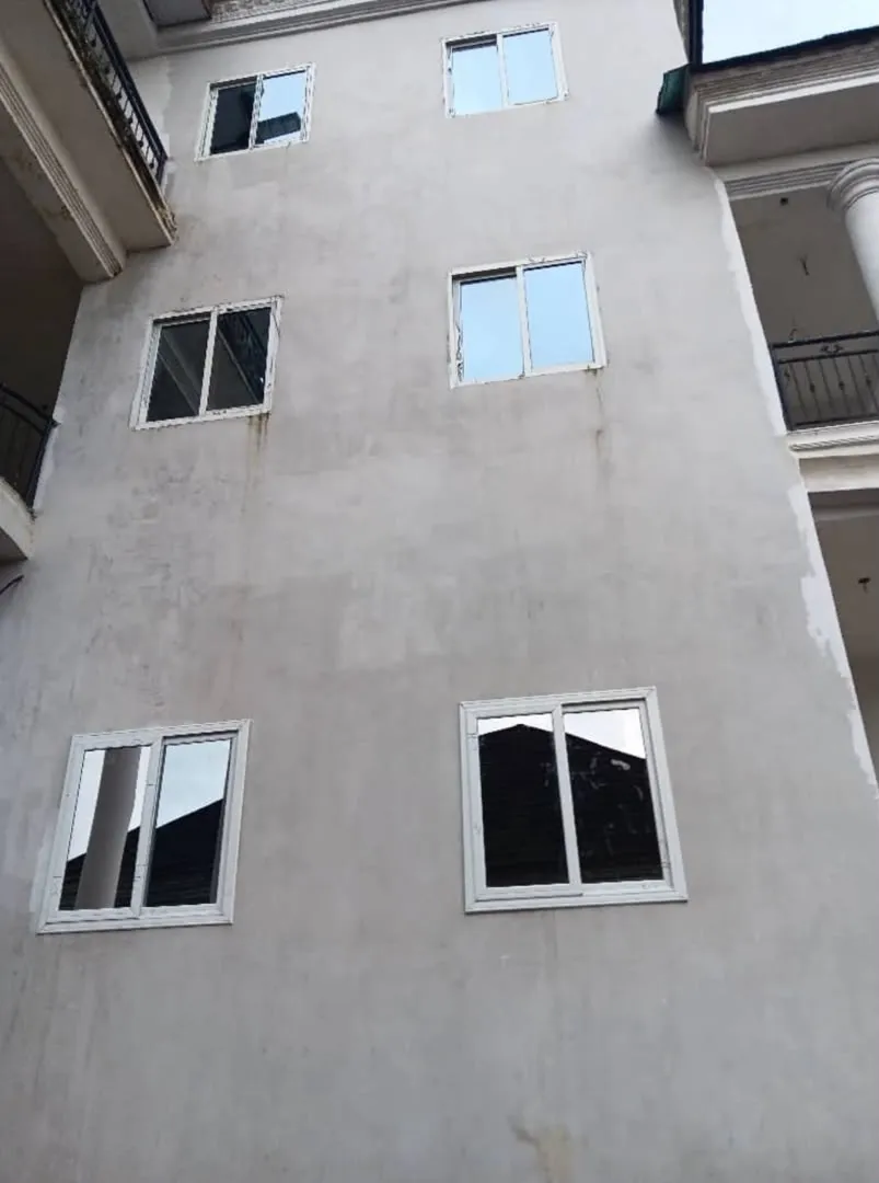 Aluminium windows on a three-storey building